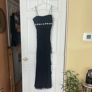 Blondie Nites Black Maxi Dress with Embellishments